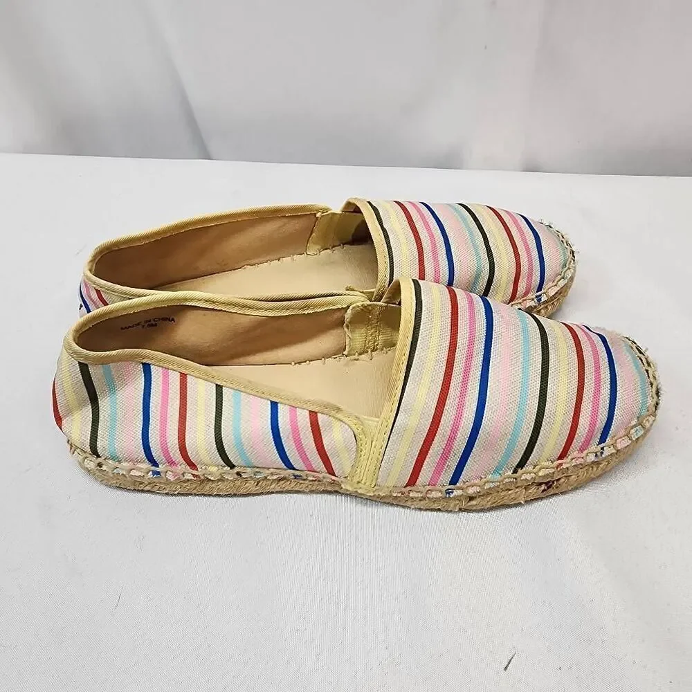 Talbots Women's 7.5 Izzy Horizons Striped Espadrille Canvas Slip-On Comfort Shoe